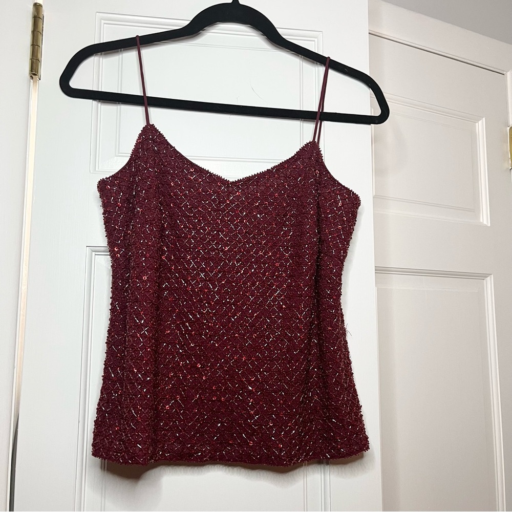Ann Taylor Burgundy 100% Silk Fitted Camisole